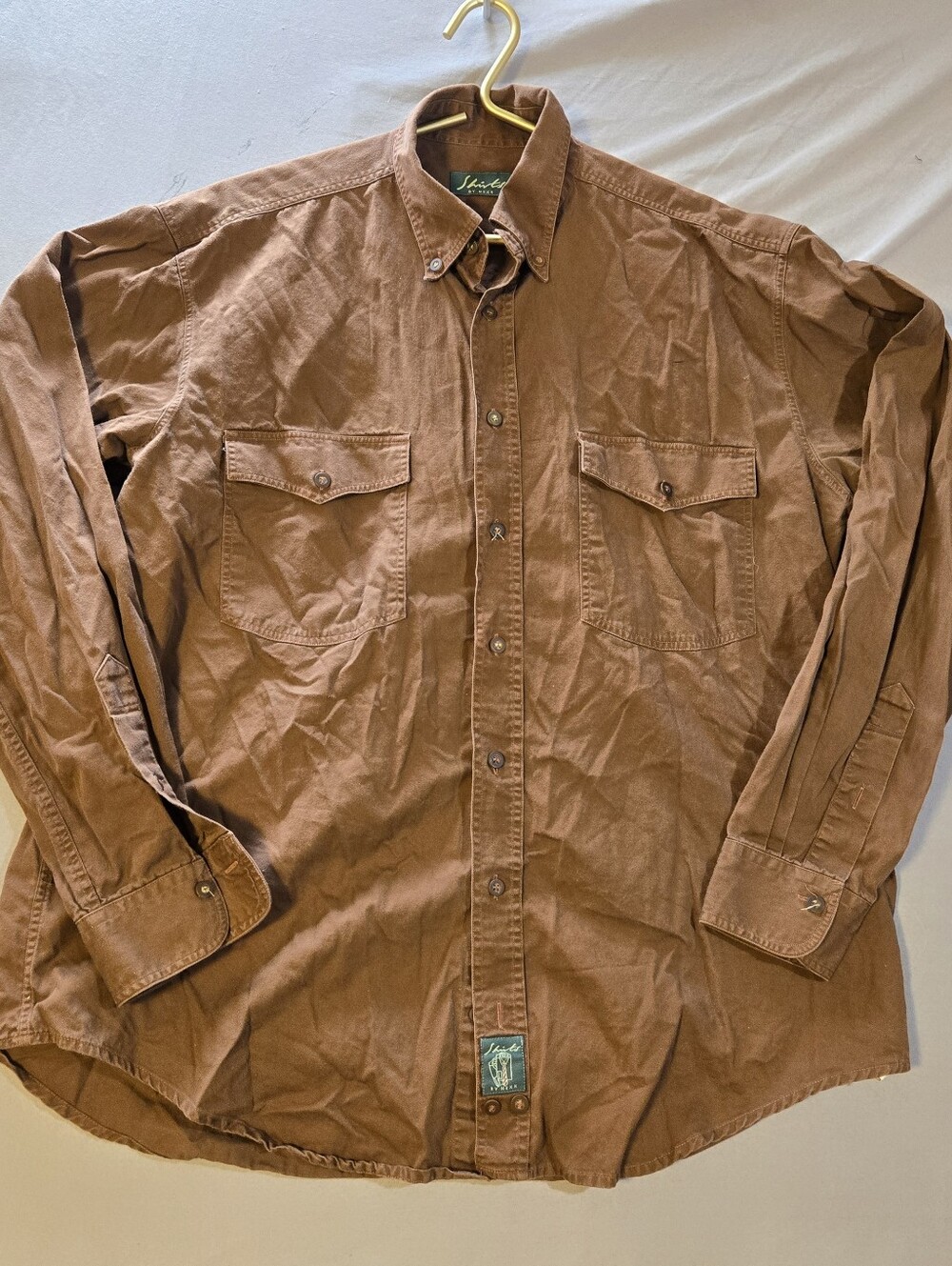 Men's Brown Button-Front Utility Shirt